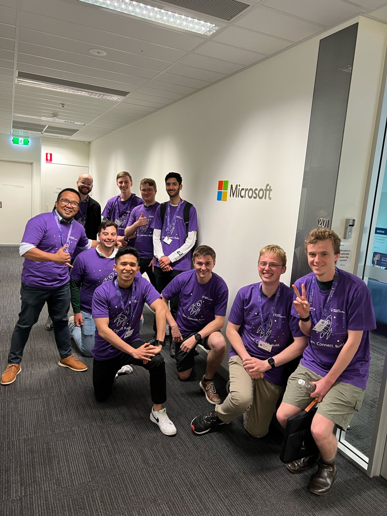 Flinders Cybersecurity Society student members at Microsoft Headquarters in Adelaide, South Australia